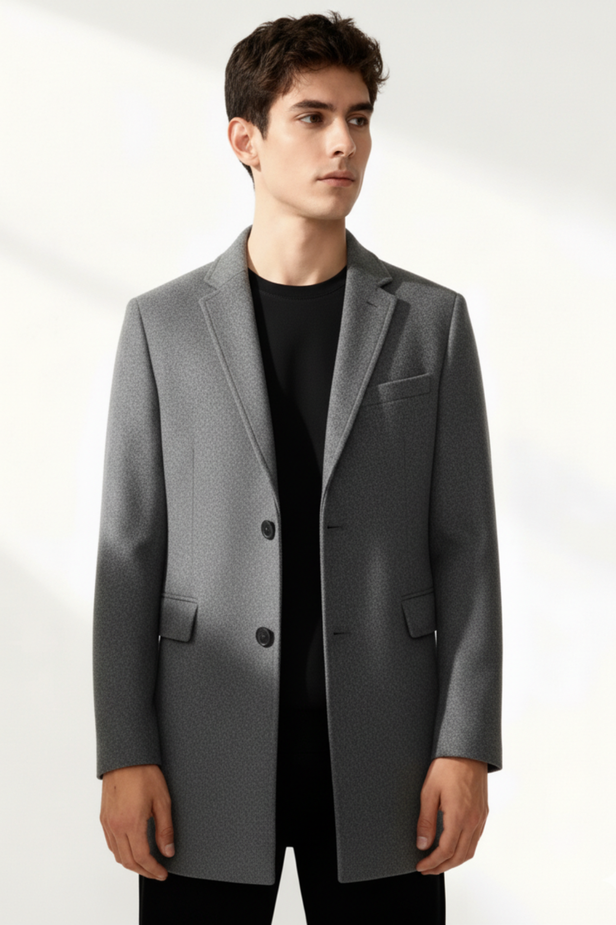 Abrigo Gris Hombre Elegante Minimal