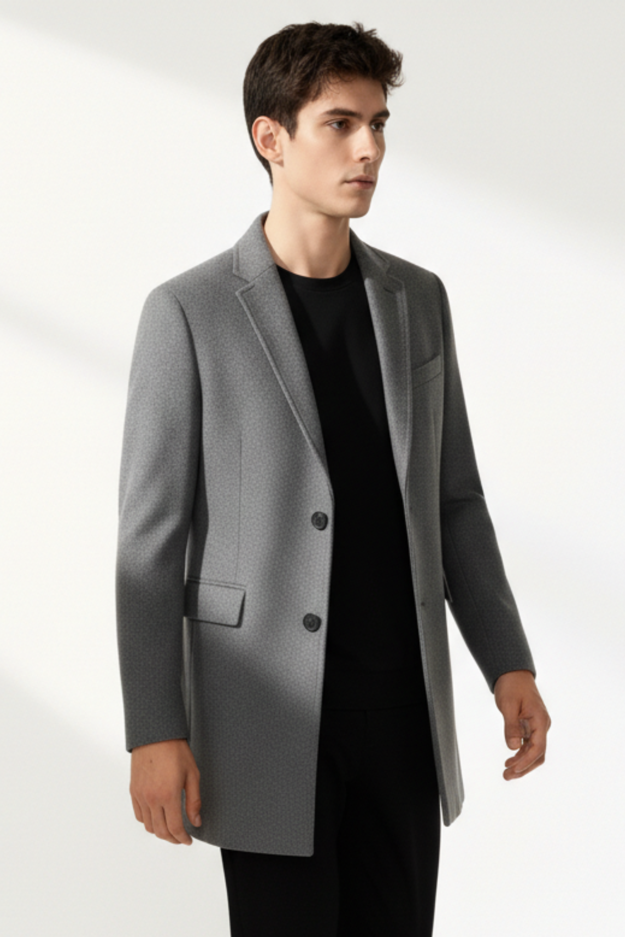 Abrigo Gris Hombre Elegante Minimal