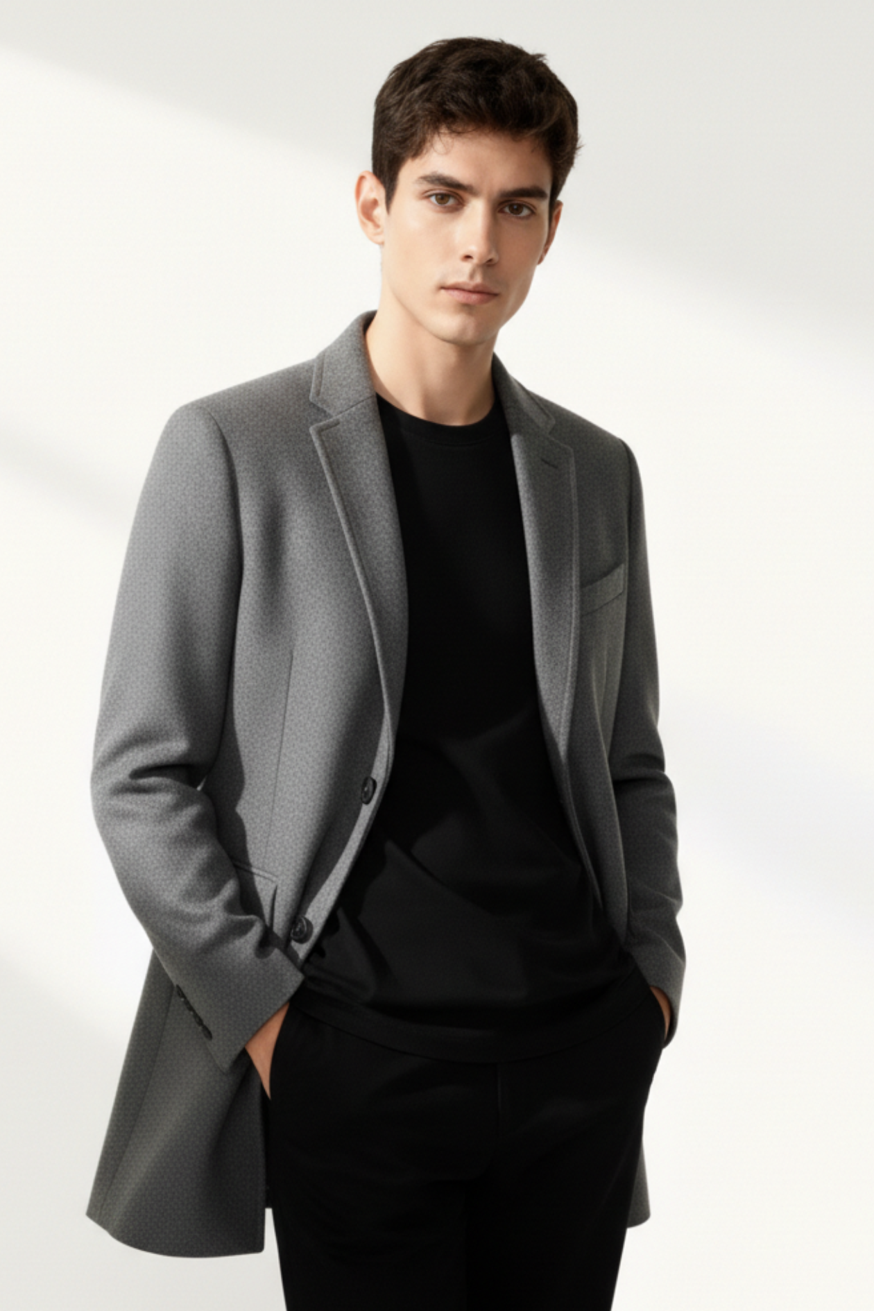 Abrigo Gris Hombre Elegante Minimal