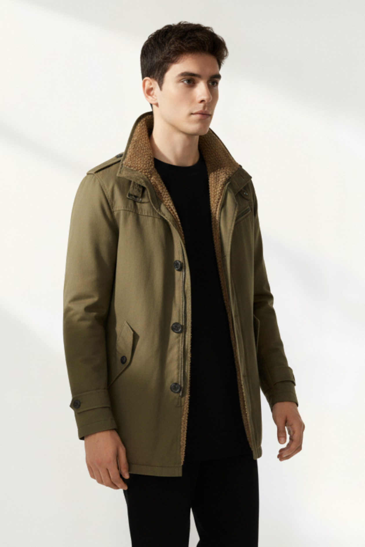 Abrigo Verde Militar para Hombre con Forro Interior