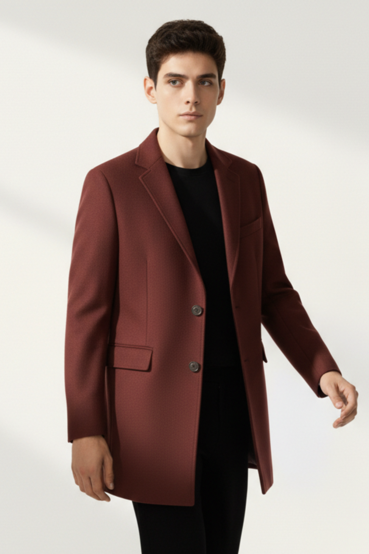 Abrigo Burdeos Elegante para Hombre Moderno