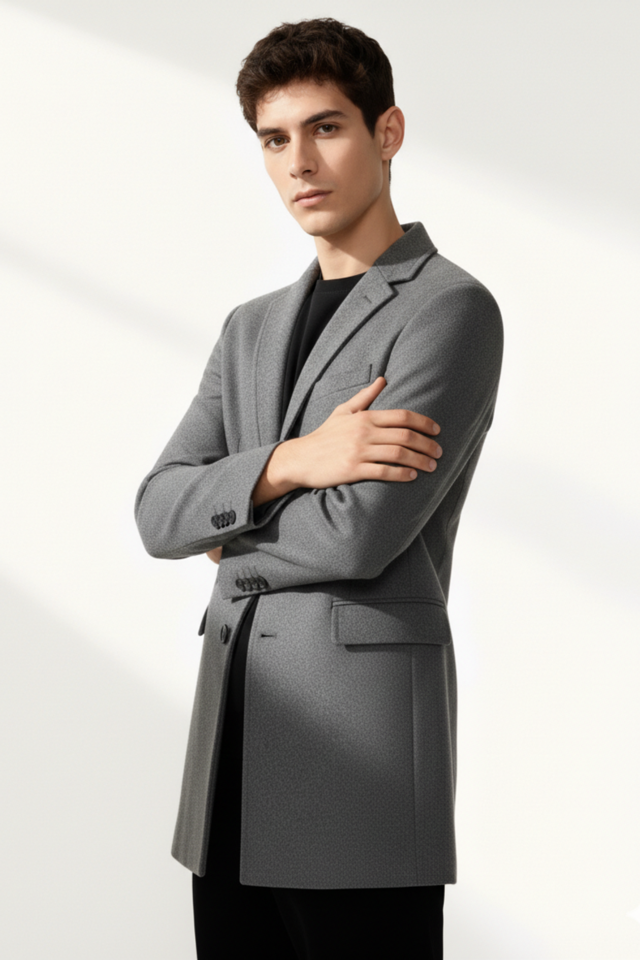 Abrigo Gris Hombre Elegante Minimal