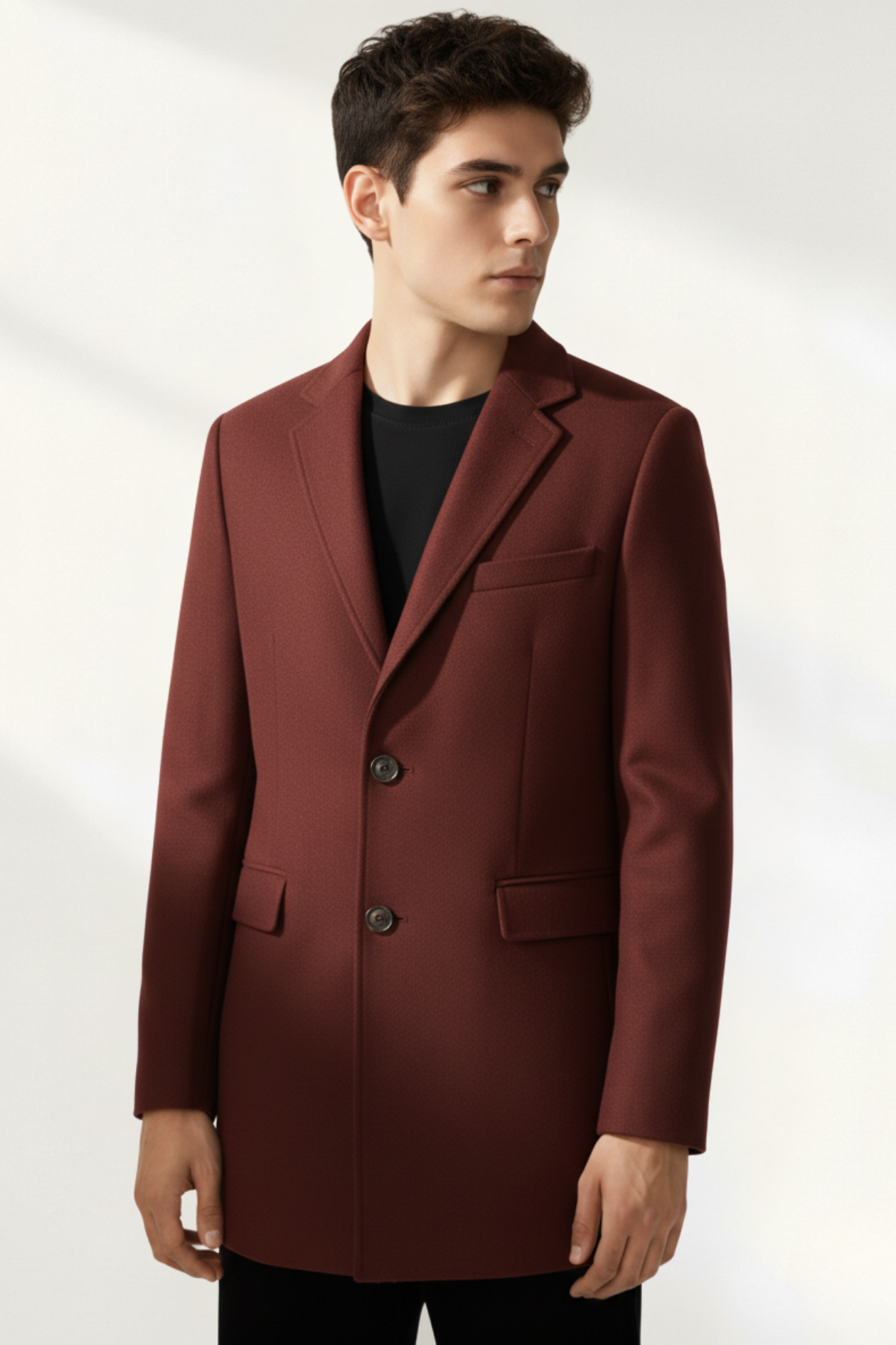 Abrigo Burdeos Elegante para Hombre Moderno